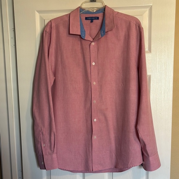 Vince Camuto men’s pink long sleeve button down shirt size large - Picture 1 of 9